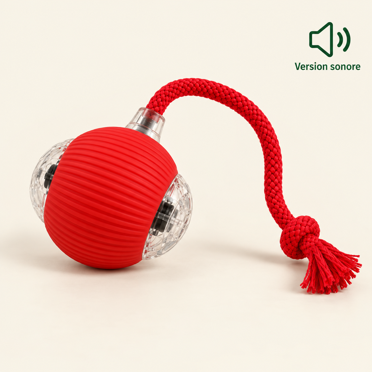 Balle interactive rouge pour chien, version avec sons