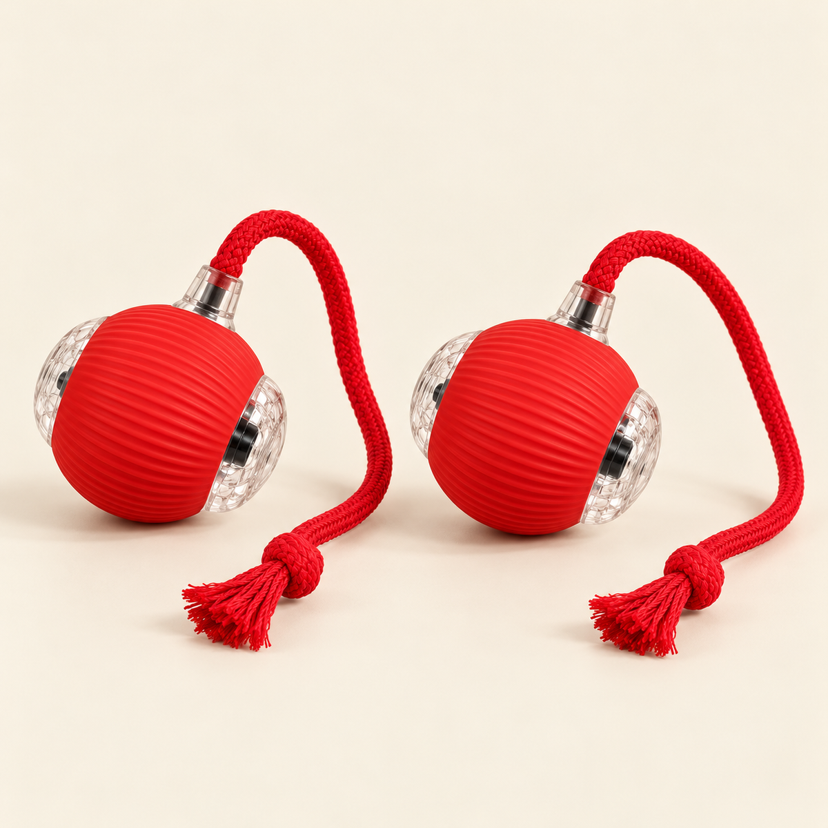 Lot de deux balles interactives rouges pour chien