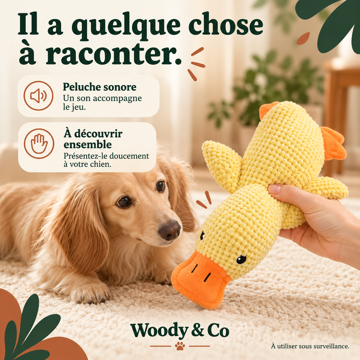Canard en peluche pour chien