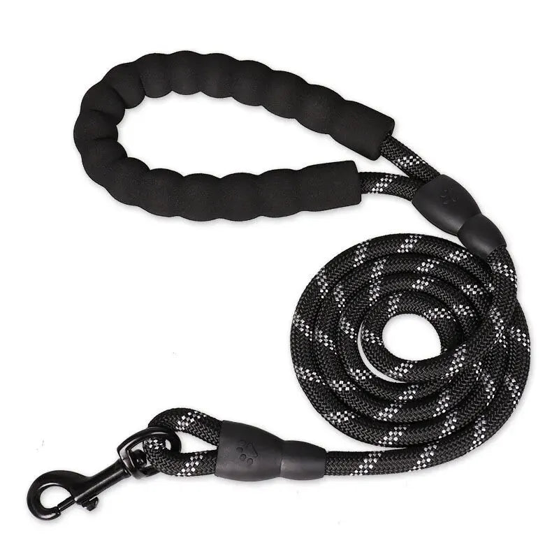 Laisse en corde à poignée rembourrée, coloris noir