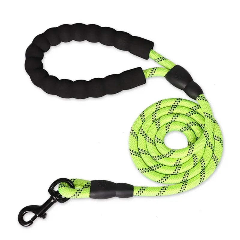 Laisse en corde à poignée rembourrée, coloris vert