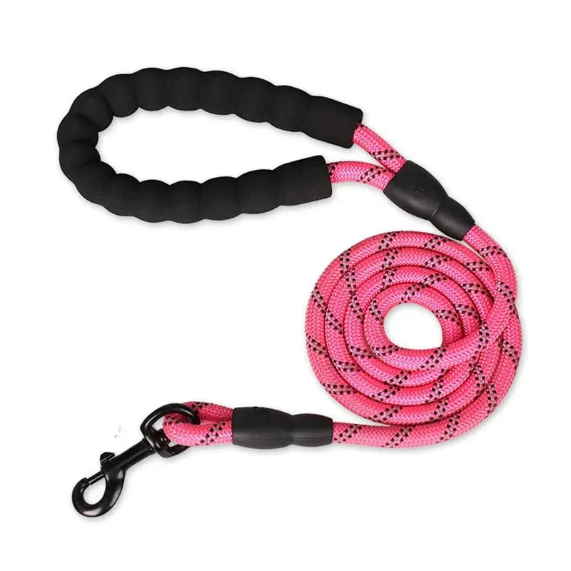 Laisse en corde à poignée rembourrée, coloris rose clair