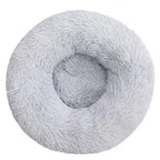 Coussin rond moelleux pour chien, coloris gris clair