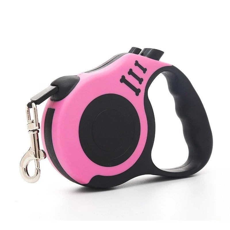 Laisse à enrouleur pour chien, coloris rose clair