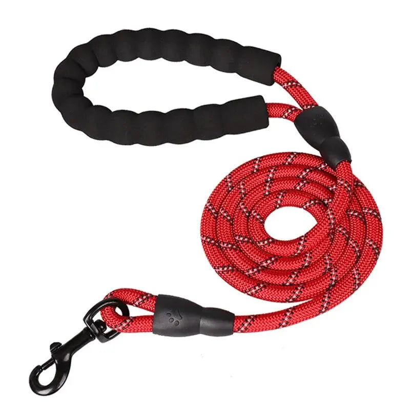 Laisse en corde à poignée rembourrée, coloris rouge