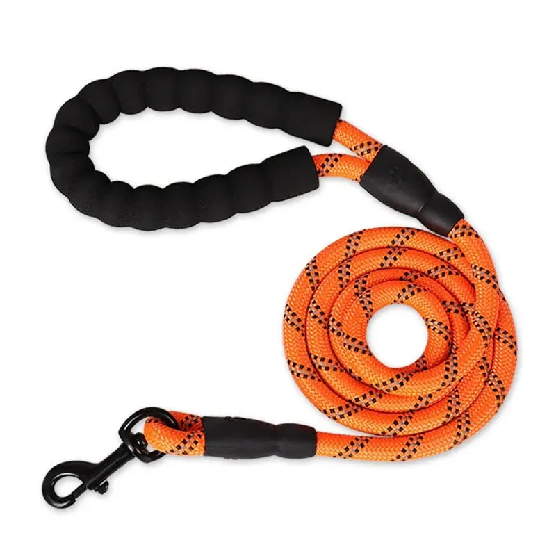 Laisse en corde à poignée rembourrée, coloris orange