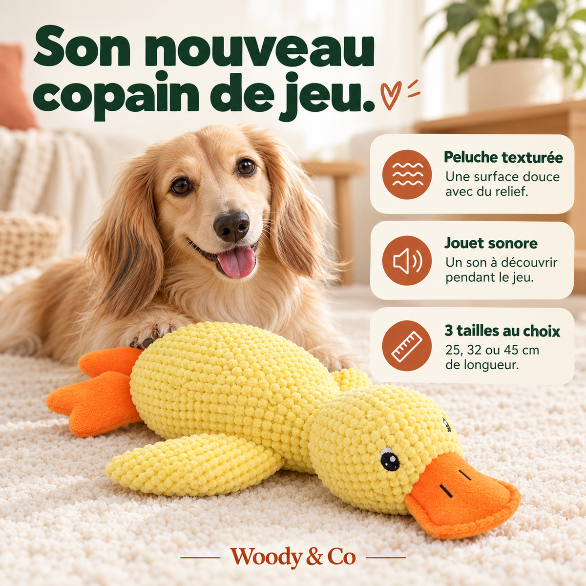 Canard en peluche pour chien
