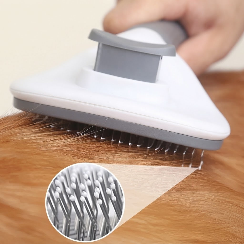 Brosse passée sur le pelage, avec zoom sur les picots