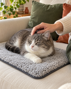 Tapis auto-chauffant gris — texture douce — visuel généré par IA